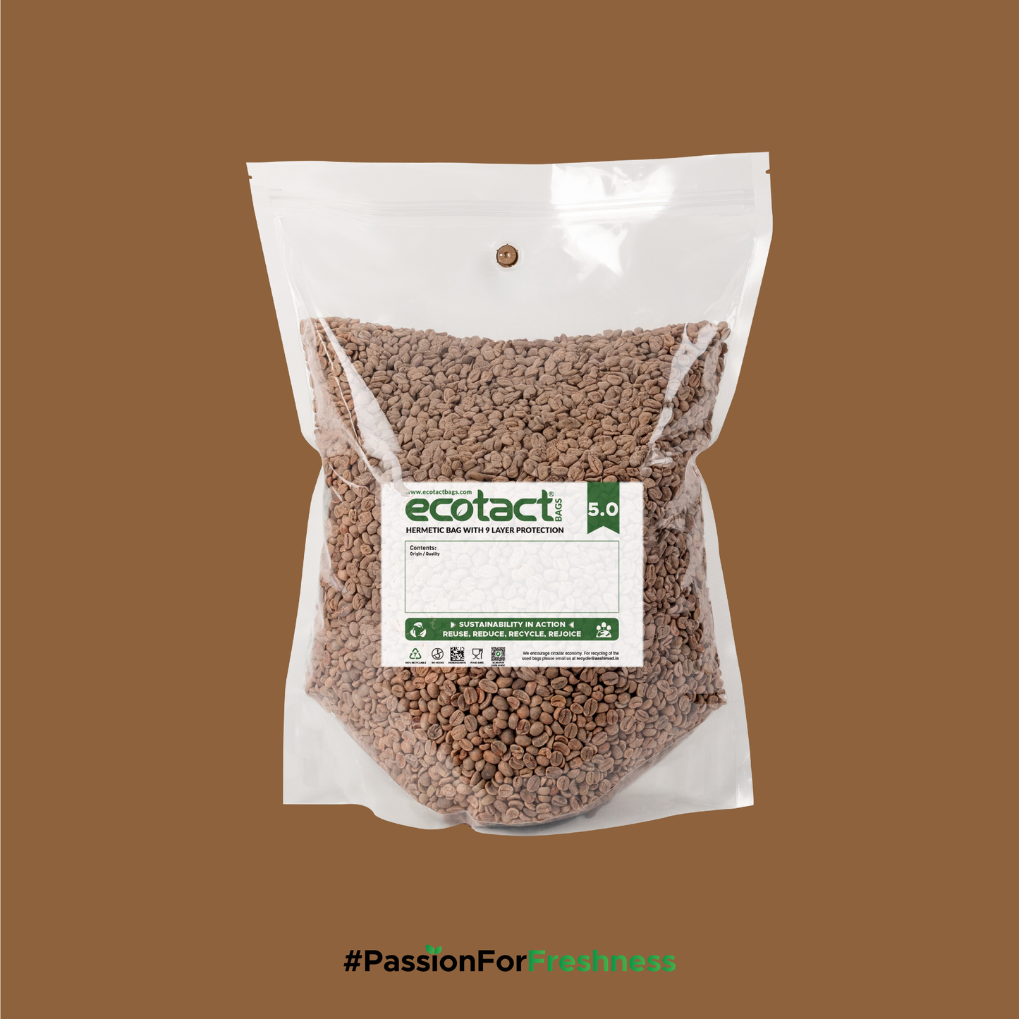 Ecotact 5.0 with Valve — Hermetic Sampler Bag for Roasted Coffee Beans