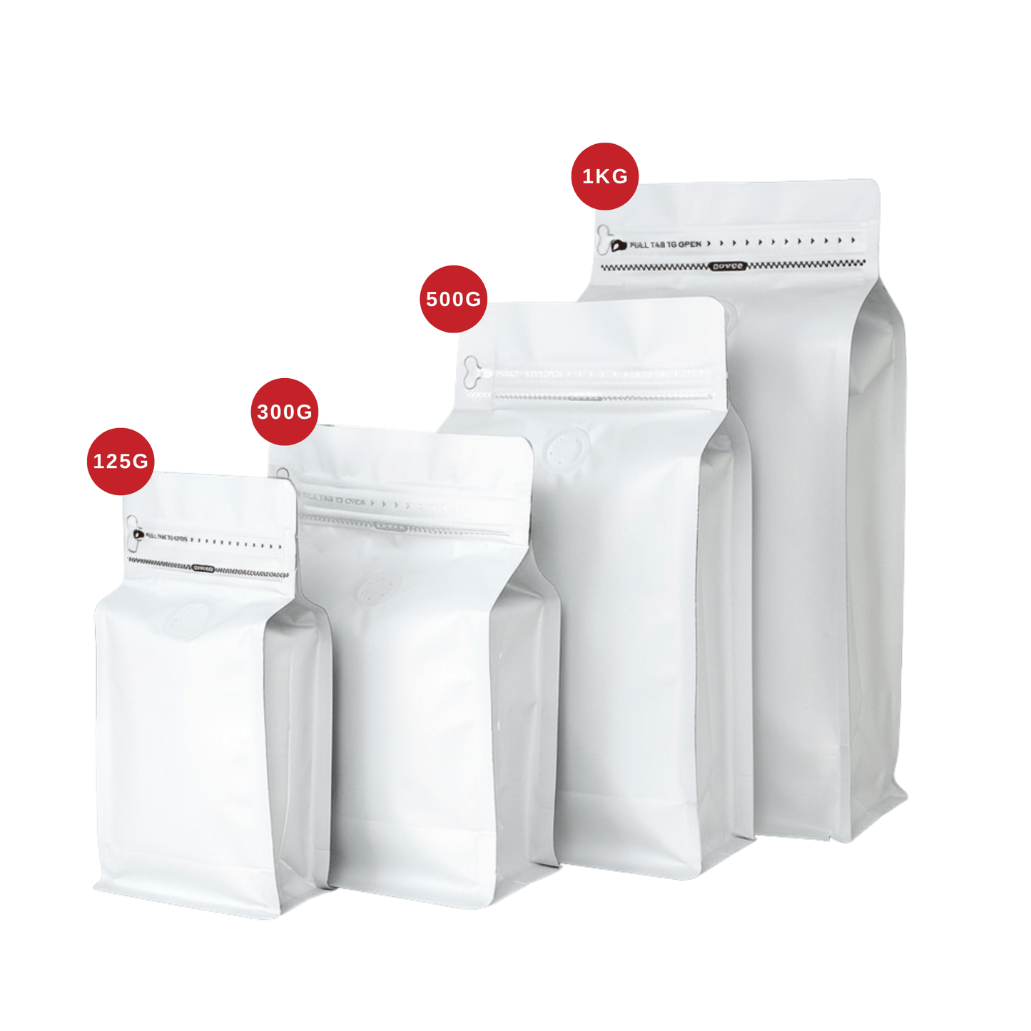 White Kraft Coffee Bag with Valve and Zipper up to 500g/17.5 oz - pack of 50