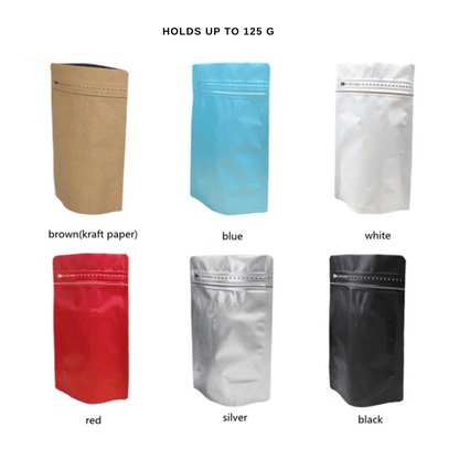 Stand Up Coffee Beans Bag with Aluminum Foil & Valve Ziplock 125g