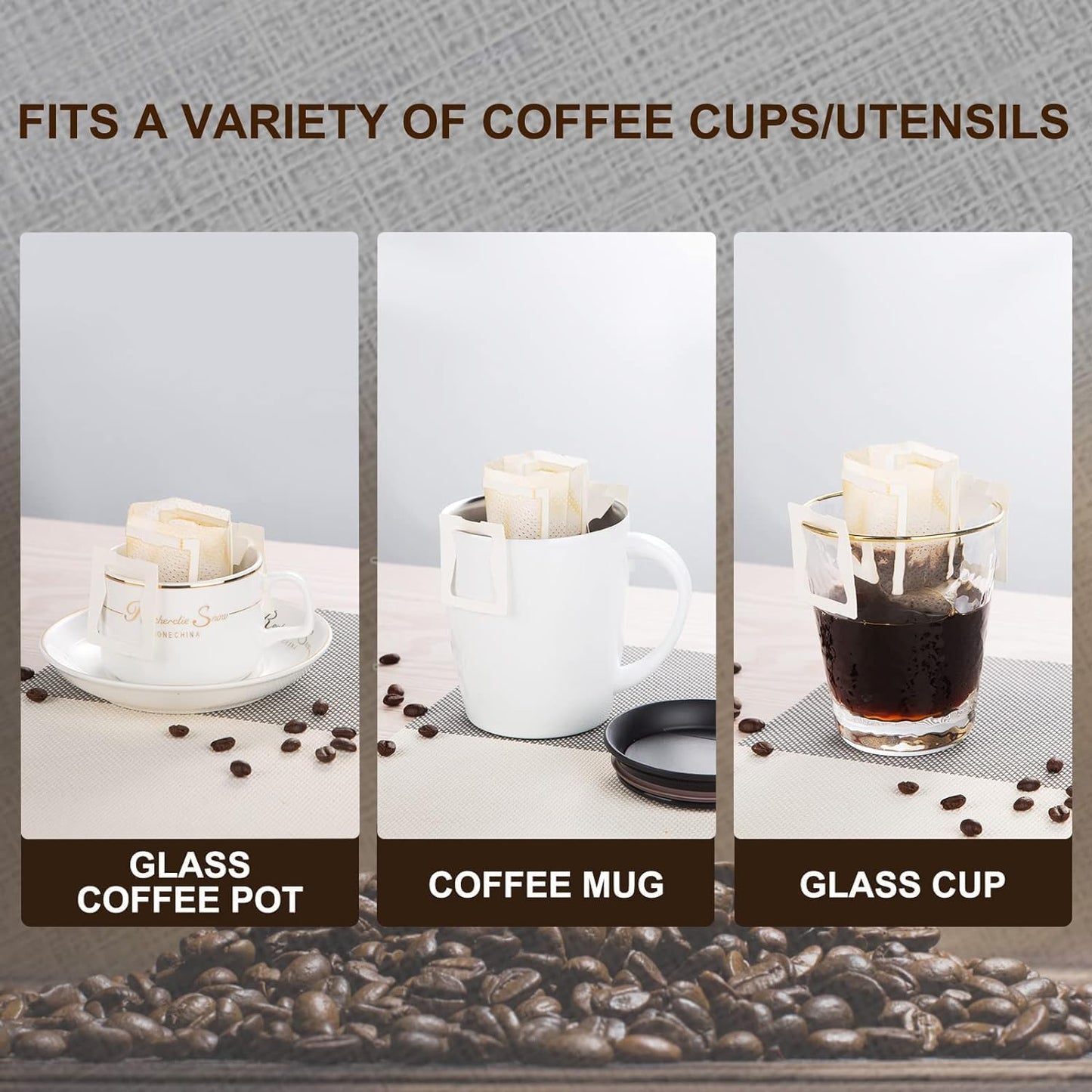 Biodegradable Pour Over Coffee Filter Bags | 50 Pack Disposable Drip Filters
