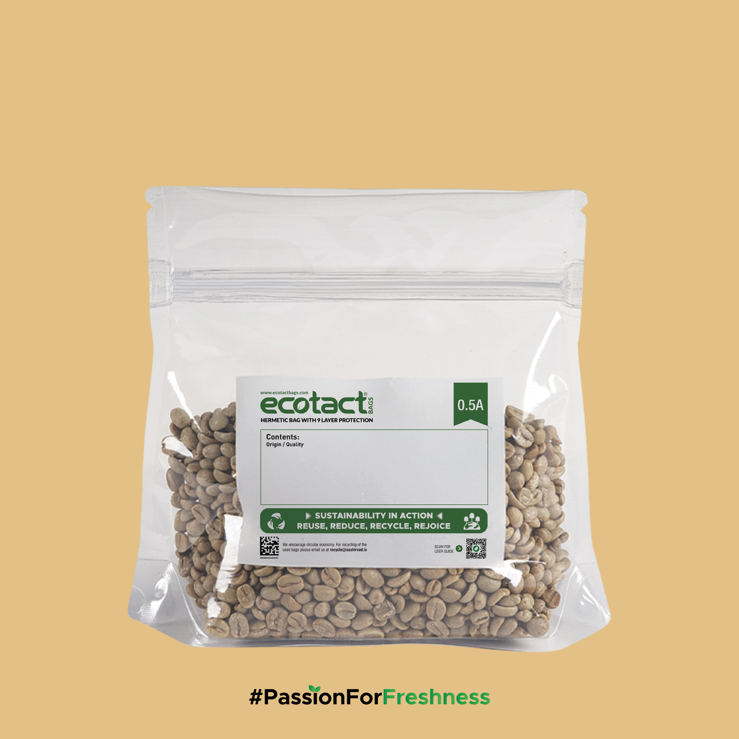 Ecotact 0.5A (wide) — Hermetic Sampler Bag for Green Coffee